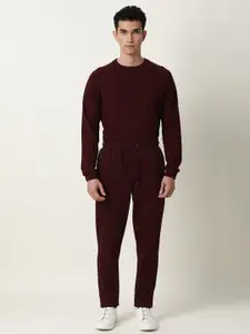 ARTICALE Men Burgundy Solid Slim-Fit Track Pants