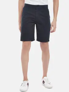 People Men Navy Blue Solid Cotton Shorts