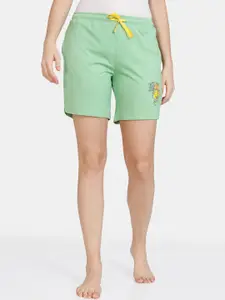Zivame Women Green Loose Fit Pure Cotton Shorts