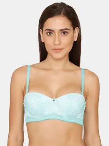Zivame Sea Green Floral Bra Underwired Lightly Padded