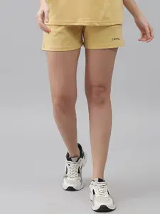GRIFFEL Women Yellow Solid Sports Shorts