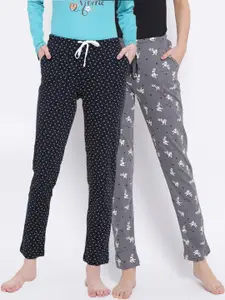 Kanvin Women Pack of 2 Printed Cotton  Lounge Pants