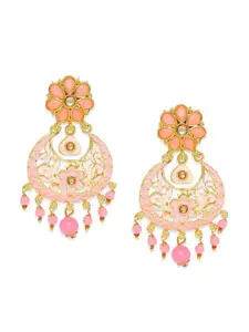 Mahi Pink & Gold-Plated Classic Meenakari Drop Earrings