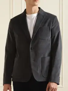 Ted Baker Men Charcoal Grey Solid Single-Breasted Formal Blazer