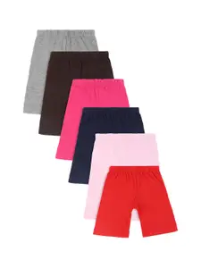 Bodycare Kids Girls Pack Of 6 Assorted Solid Shorts