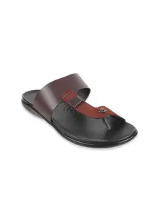Metro Men Brown Leather Comfort Sandals