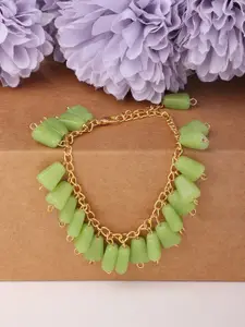Zaveri Pearls Women Green Gold-Plated Wraparound Bracelet