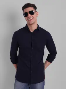 Majestic Man Navy Blue Comfort Slim Fit Pure Cotton Casual Shirt