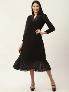 Slenor Black Georgette Midi Dress