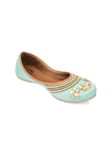 DESI COLOUR Women Turquoise Blue Mojaris