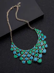 AQUASTREET Gold-Toned & Blue Gold-Plated Enamelled Necklace
