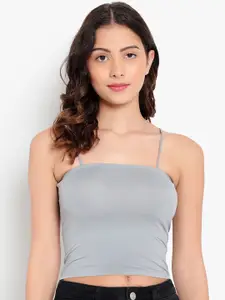 PARKHA Grey Solid Straight Neckline Padded Camisole