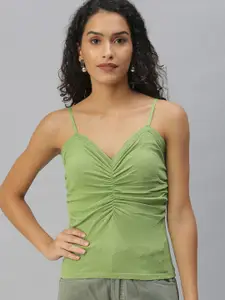 SHOWOFF Women Green Solid Top