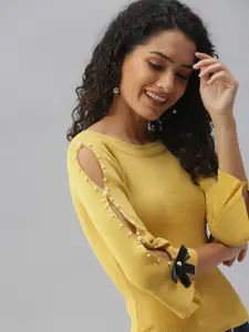 SHOWOFF Yellow Studded Top