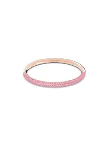 SWAROVSKI Women Rose Gold & Pink Crystals Rose Gold-Plated Cuff Bracelet