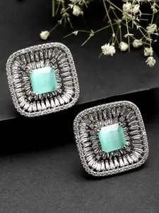 KARATCART Lime Green Contemporary American Diamond Studs Earrings