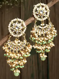 KARATCART Lime Green Contemporary Chandbalis Earrings