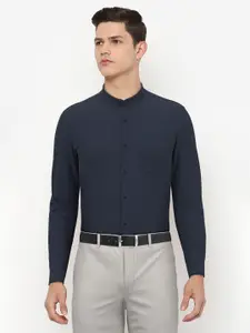 Peter England Elite Men Navy Blue Slim Fit Formal Shirt
