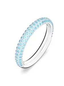 SWAROVSKI Rhodium-Plated Blue Crystal-Studded Finger Ring
