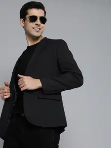 HERE&NOW Men Black Solid Regular Fit Smart Casual Blazer