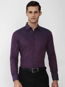 Van Heusen Men Purple Slim Fit Checked Formal Shirt