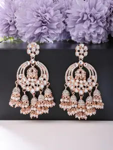 Zaveri Pearls Rose Gold Contemporary Jhumkas Earrings