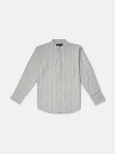 Gini and Jony Boys Khaki Striped Casual Shirt