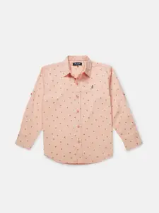 Gini and Jony Boys Peach-Coloured Printed Casual Shirt