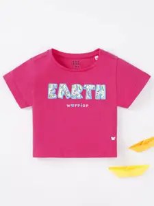 Ed-a-Mamma Girls Pink Printed Applique T-shirt