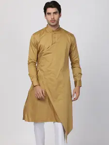 VASTRAMAY Men Camel Brown Patchwork Kurta