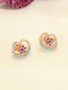 ZINU Rose Gold Contemporary Studs Earrings