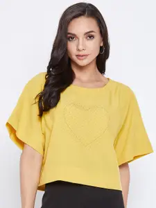 Ruhaans Yellow & dusky citron Studded Crepe Top