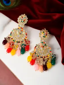 Shoshaa Gold-Plated Handcrafted Mirror Work Drop Earrings