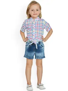 Peppermint Girls Multicoloured Printed Shirt with Shorts