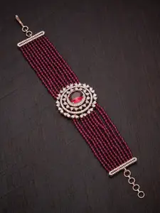 Kushal's Fashion Jewellery Kushal's Fashion Jewellery Women Red Cubic Zirconia Rose Gold-Plated Wraparound Bracelet
