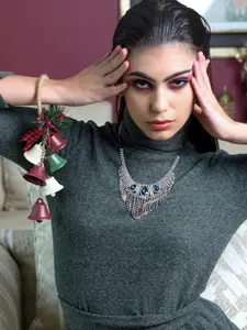 ODETTE Blue & Silver-Toned Necklace