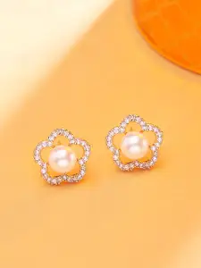 AMI Rose Gold Contemporary Studs Earrings