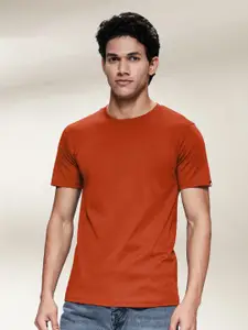 The Souled Store Men Orange Applique T-shirt
