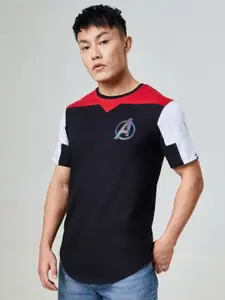 The Souled Store Men Black Avengers Colourblocked Applique T-shirt