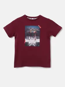 Angel & Rocket Boys Red Printed T-shirt