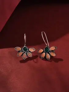 SOHI Women Orange Silver Plated Designer Stone Drop Earring