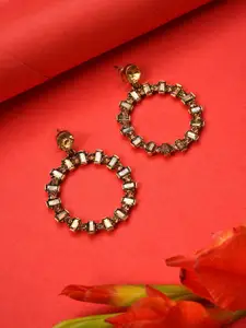 SOHI Bronze-Toned Contemporary Drop Earrings