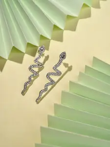 SOHI Women Silver Plated Contemporary Drop Earrings