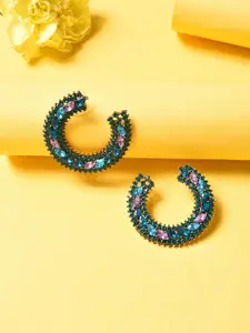 SOHI Women Green Contemporary Trendy Designer Stone Studs Earrings