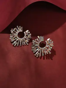 SOHI Women Silver-Plated Designer Stone Studs Earring