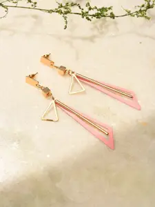 SOHI Pink & Gold-Plated Contemporary Drop Earrings