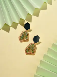 SOHI Green Contemporary Drop Earrings