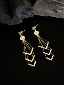 SOHI Women Gold Plated Contemporary Drop Earrings