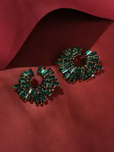 SOHI Green Contemporary Studs Earrings