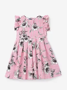 YK Pink Floral Crepe Dress